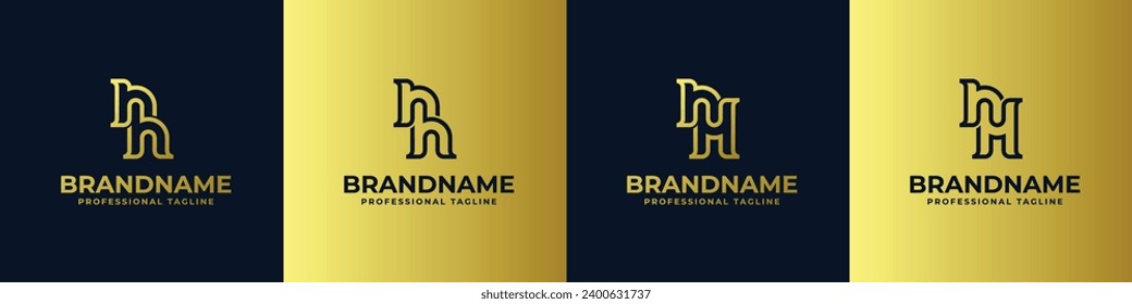 Letter NH Monogram Logo Set, suitable for business with NH or HN initials.