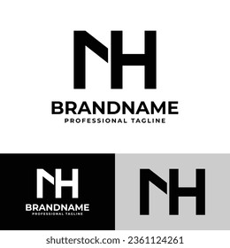 Letter NH Monogram Logo, suitable for any business with NH or HN initials.