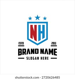 letra NH monograma escudo estrela logotipo design vetor modelo