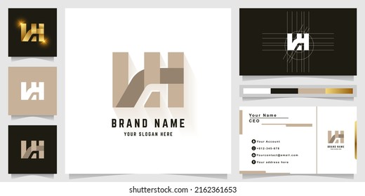 Letter NH or WH monogram logo with business card design