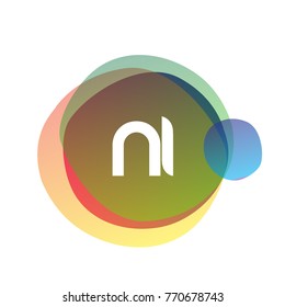 Letter NI logo with colorful splash background, letter combination logo design for creative industry, web, business and company.
