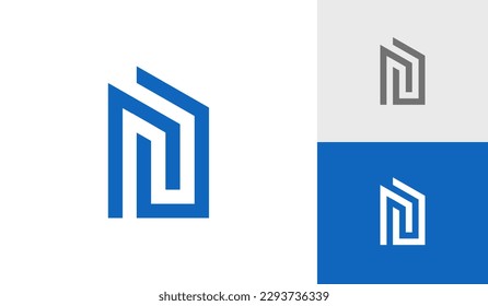 Letter NJ initial monogram with bulding shape logo design vector