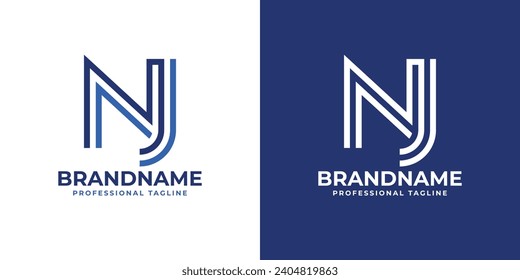 Letter NJ Line Monogram Logo, suitable for business with NJ or JN initials
