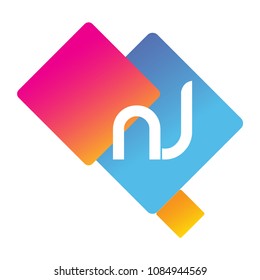 Letter NJ logo with colorful geometric shape, letter combination logo design for creative industry, web, business and company.