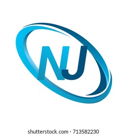 letter NJ logotype design for company name colored blue swoosh. vector logo for business and company identity.
