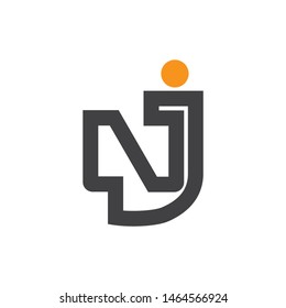 letter nj simple geometric line logo vector