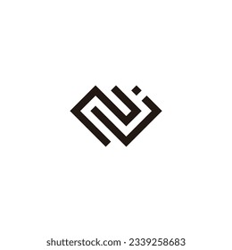 Letra Nj cuadrado elegante símbolo geométrico simple vector