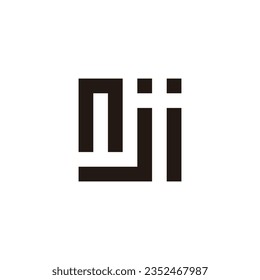 Letter nji square geometric symbol simple logo vector