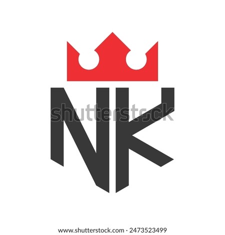 Letter NK Crown Logo. Crown on Letter NK Logo Design Template