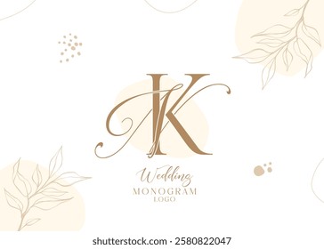 Letter NK KN elegant wedding monogram logo design