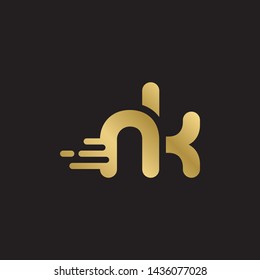 Letter nk linked lowercase logo design template elements. Gold letter Isolated on black  background. Suitable for business, consulting group company.
