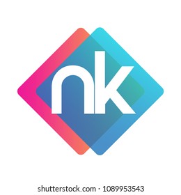 Letter NK logo with colorful geometric shape, letter combination logo design for creative industry, web, business and company.