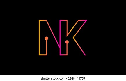 Letter NK logo design. NK logo monogram design vector