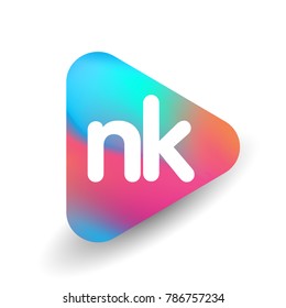 Letter NK logo in triangle shape and colorful background, letter combination logo design for business and company identity.
