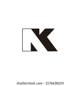 letter nk simple geometric negative space logo vector