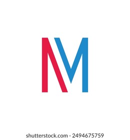 letter nm colorful linked geometric simple logo vector 