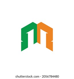 letter nm colorful simple geometric design logo vector