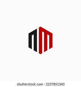 letter nm hexagon logo design vector illustration template
