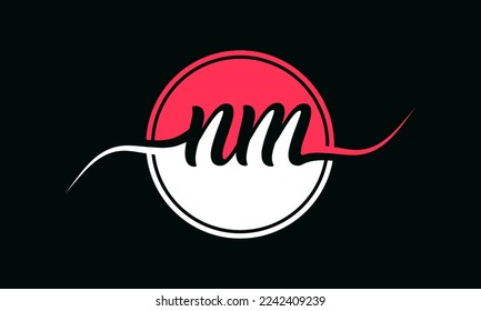 Letter NM logo with circle shape vector illustration.