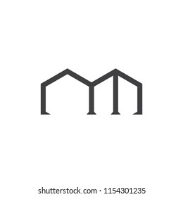letter nm simple building shape logo vector