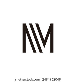 letter nm stripes slice geometric linear logo vector 