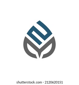Letter NM and waterdrop combination  in white background.vector logo design editable