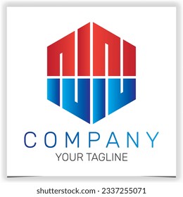 letter NN initial hexagon logo icon premium elegant template vector eps 10