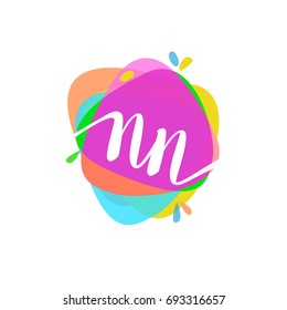 Letter NN logo with colorful splash background, letter combination logo design for creative industry, web, business and company.