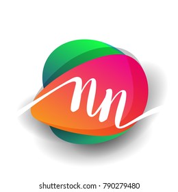 Letter NN logo with colorful splash background, letter combination logo design for creative industry, web, business and company.