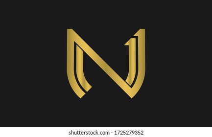 Letter NN monogram logo and shield sign combination. Line art logo design. Symbolizes reliability, safety, power, security.