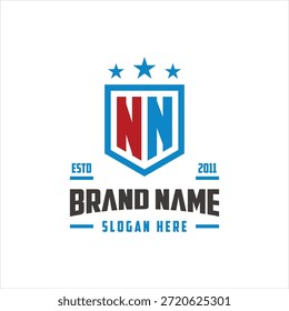 letter NN monogram shield star logo design vector template