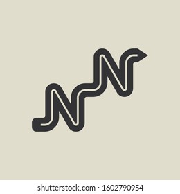 Letter NN pencil shape logo design. Link icon in flat style isolated on grey background. Graphic alphabet symbol for your corporate business identity, website, app, UI. Arts logo design inspiration.