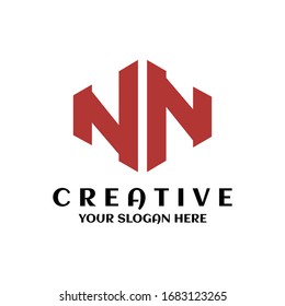 letter NN simple elegant logo creative hexagon design template