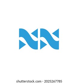 letter nn triangle blue waves geometric simple logo vector