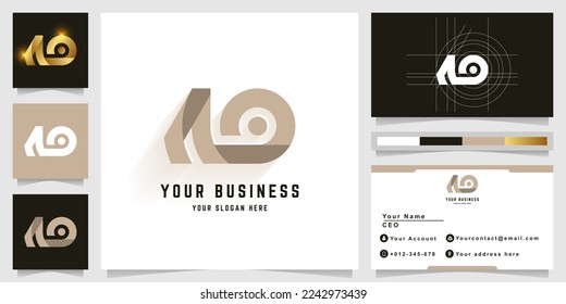 Letter NO or AO monogram logo with business card design