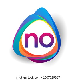 Letter NO logo with colorful splash background, letter combination logo design for creative industry, web, business and company.