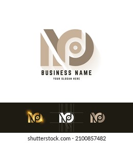 Logo de monograma de carta NO o MO con diseño de método de cuadrícula