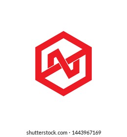 letter no on sexagonal logo vector