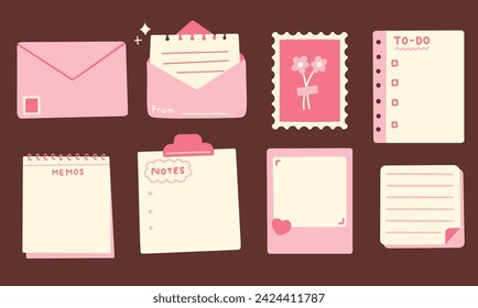 Letter Notes Stamp List Book Memos Illustration Bundle Blank Vector EPS Icon