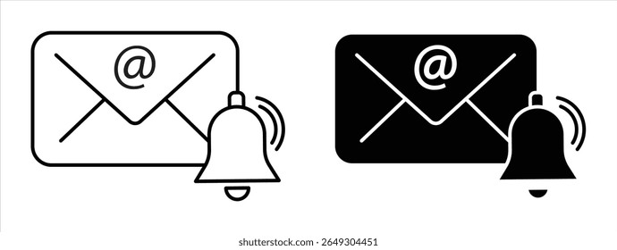 Letter notification, document in mail, email alert, send message, list in envelope and bell. vector illustration	