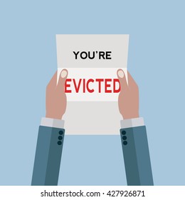 Letter notifying a man that he is evicted from his home vector concept