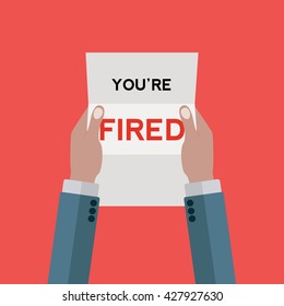 Letter notifying a man that he is fired from his job vector concept