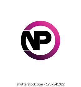 vector de diseño de logotipo de círculo NP carta