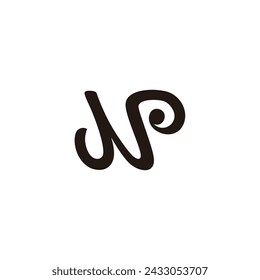 letter np doodle spiral loop logo vector 