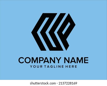 letter NP hexagon logo vector