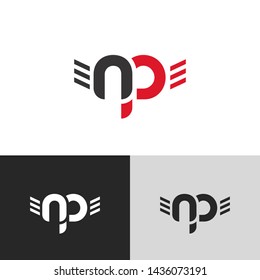 Letter np verknüpfte Kleinbuchstaben Logo Design-Elemente. roter Brief einzeln auf schwarz-weißem grauem Hintergrund. Geeignet für Business, Consulting Group Unternehmen.