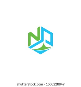 Letter NP logo with box shape icon design company. NP logo illustration vector template.