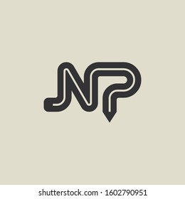 Letter NP pencil shape logo design. Link icon in flat style isolated on grey background. Graphic alphabet symbol for your corporate business identity, website, app, UI. Arts logo design inspiration.
