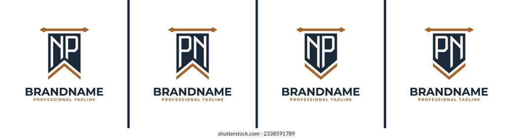 Letter NP and PN Pennant Flag Logo Set, Represent Victory. Suitable for any business with NP or PN initials.