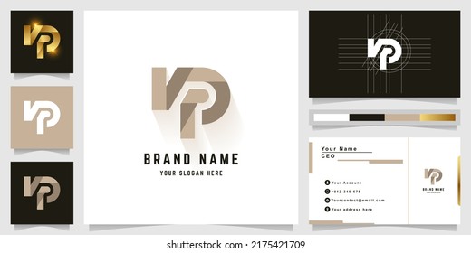 Letter NP or VP monogram logo with business card design
